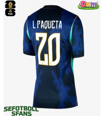 Brasilien Lucas Paqueta #20 Bortatröja Kvinnor VM 2026 Kortärmad